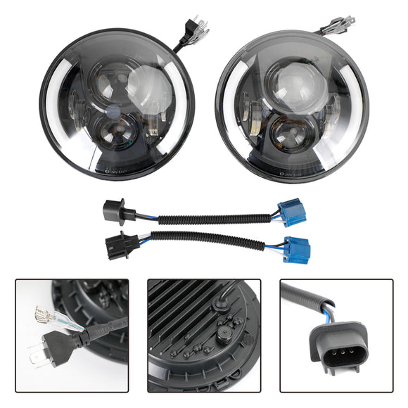 2Pcak 7 Inch LED Koplamp Voor JK Wrangler JK TJ Jimny JA11 Ronde Halo Hoek Oog
