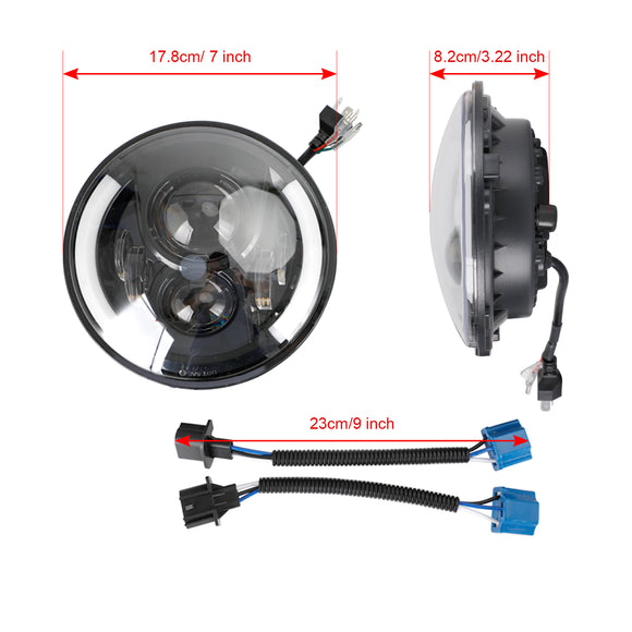 2Pcak 7 Inch LED Koplamp Voor JK Wrangler JK TJ Jimny JA11 Ronde Halo Hoek Oog
