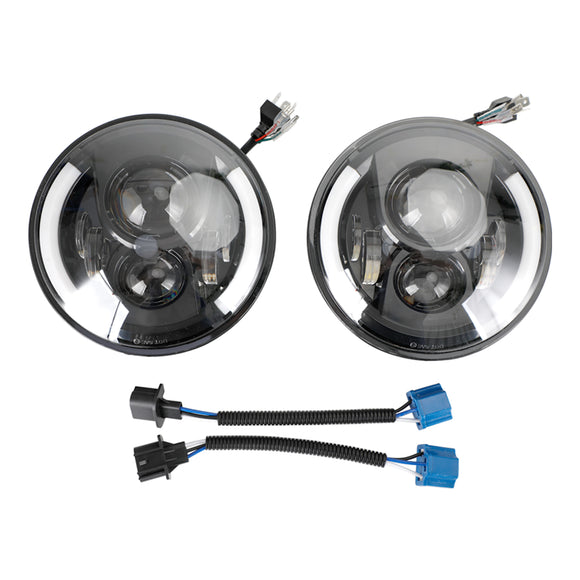 2Pcak 7 Inch LED Koplamp Voor JK Wrangler JK TJ Jimny JA11 Ronde Halo Hoek Oog