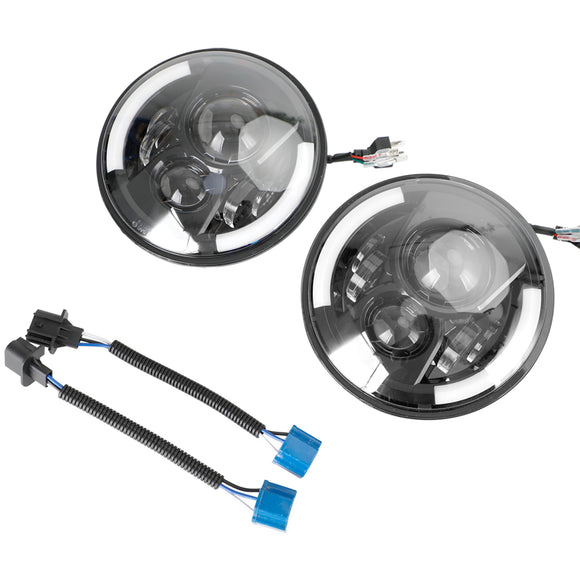 2Pcak 7 Inch LED Koplamp Voor JK Wrangler JK TJ Jimny JA11 Ronde Halo Hoek Oog
