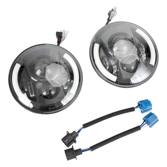 2Pcak 7 Inch LED Koplamp Voor JK Wrangler JK TJ Jimny JA11 Ronde Halo Hoek Oog