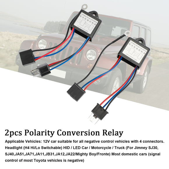 2 Stück Polaritätsumwandlungsrelais 12 V H4