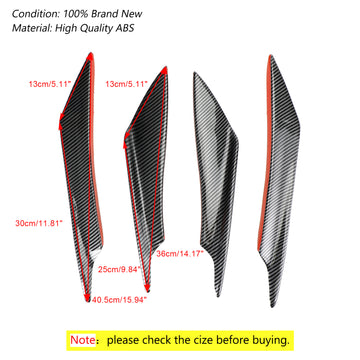 4pcs Universal Front Bumper Fins Body Splitter Spoiler Canards Carbon Fiber Look - 0
