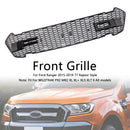 Matte Black Front Bumper Grill Grille Fit Ford Ranger 2015-2019 T7 W/LED-3
