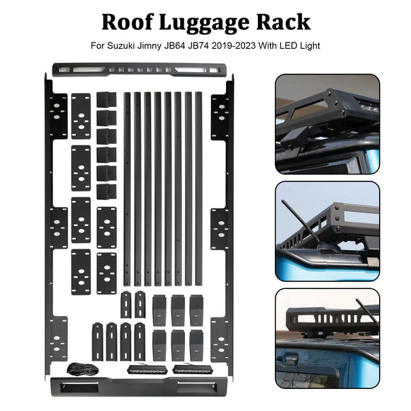 Aluminium Roof Rack Luggage Rack W/ LED For Suzuki Jimny JB64 JB74 JC74 2019-2026