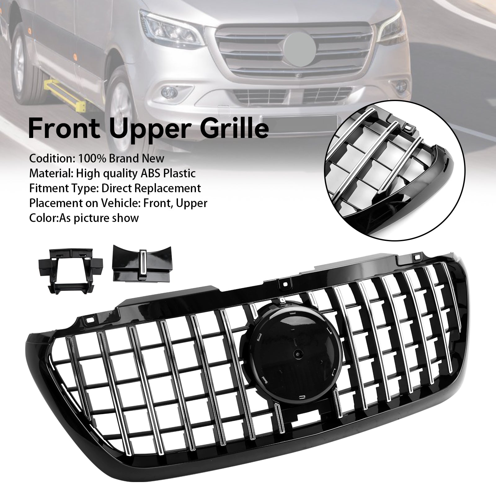 2018.2-2023 Mercedes Benz Sprinter W907 W910 1500 2500 3500 AMG Style Front Bumper Grill Black Grille