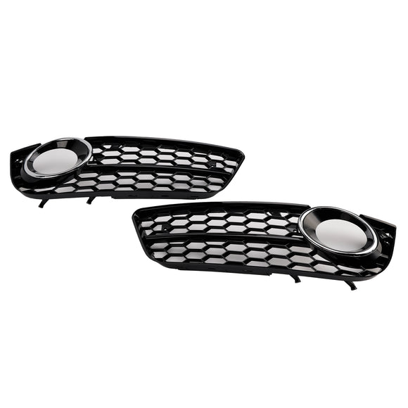 Audi A5 Standart 2007-2012 Pair Honeycomb Front Fog Light Cover Grille Chrome Grill
