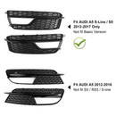 2013-2016 Audi A5 S-Line / S5 Pair Front Fog Lamp Black Trim Grills Grill Generic-4