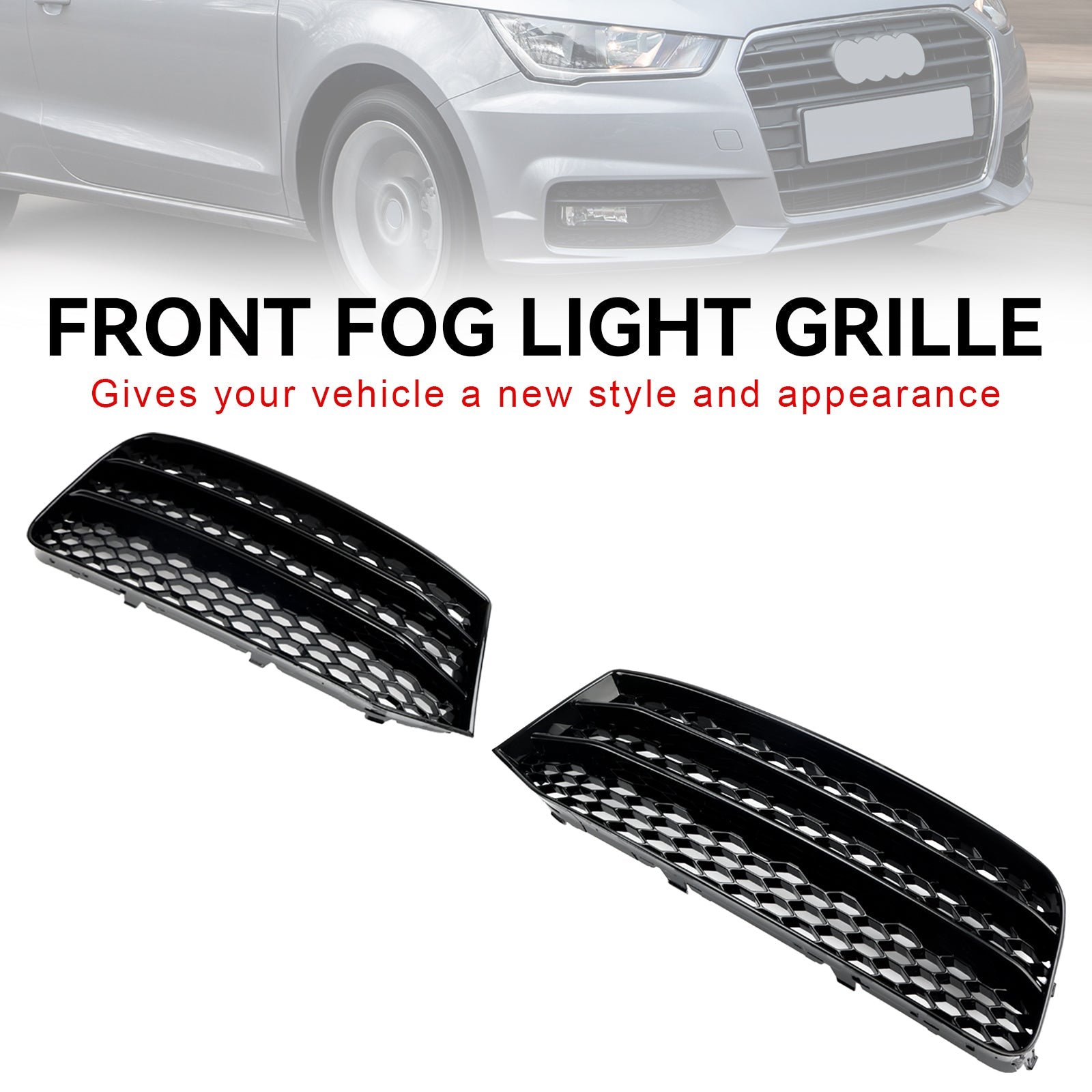 2015-2018 Audi A1 8X 8XA807681B Pair Front Bumper Fog Light Cover Grill Grille