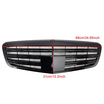 Mercedes Benz 2010-2013 S-Class W221 S350 S400 S450 S550 S600 S65 S63 Front Grille Upper Bumper Black Grill - 0