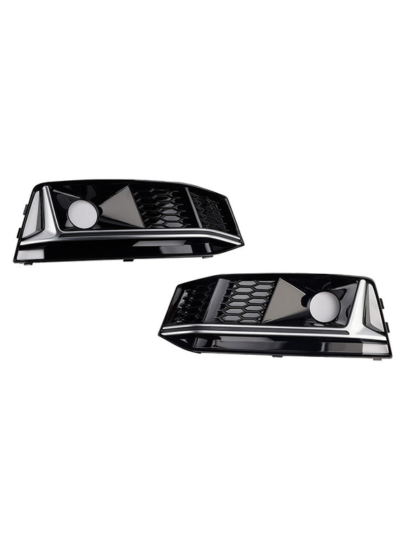 2 STUKS Zwart Chrome Voorbumper Mistlamp Grille Grill Fit Audi A4 B9 S4 2016-19