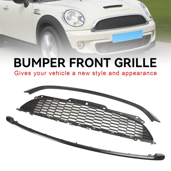 Mini R55 Cooper S uit 2008-2014 & JCW 5-deurs stationwagen 3-delige glanzend zwarte frontgrille