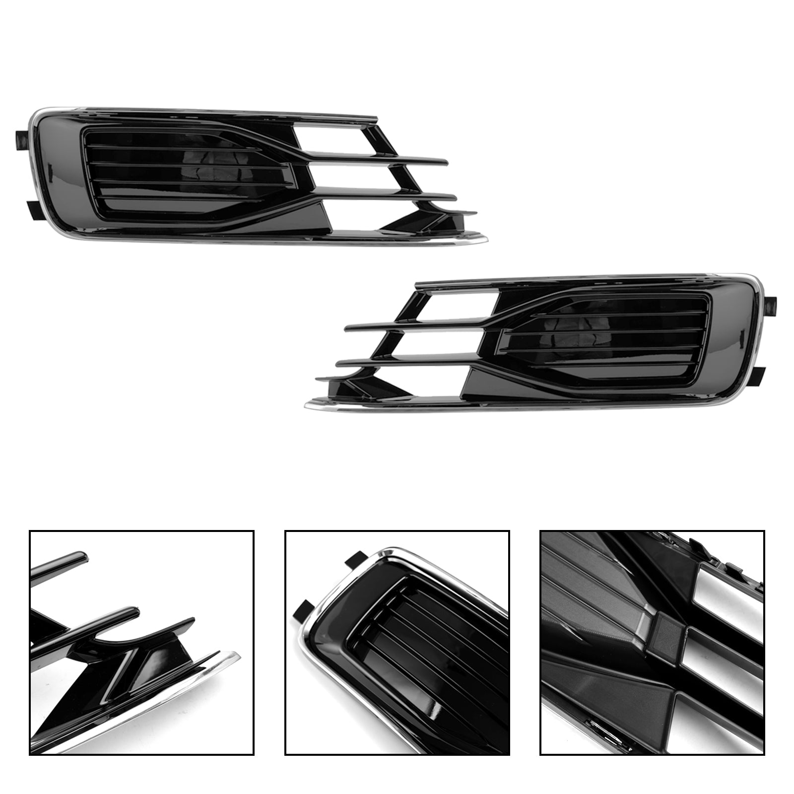 Audi 2014-2018 A6 C7 4G0807647T94 4G0807648T94 2PCS parachoques delantero cubierta de luz antiniebla parrilla negro cromado