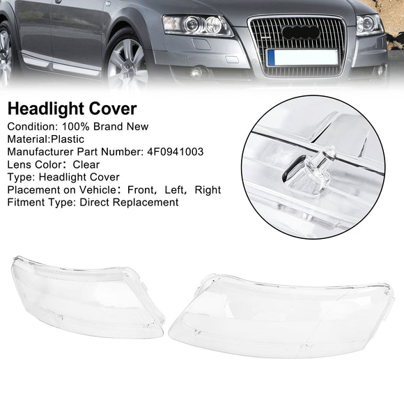 Vasen + oikea ajovalon linssin muovikuori 4F0941003/04 Audi A6 2006-2011