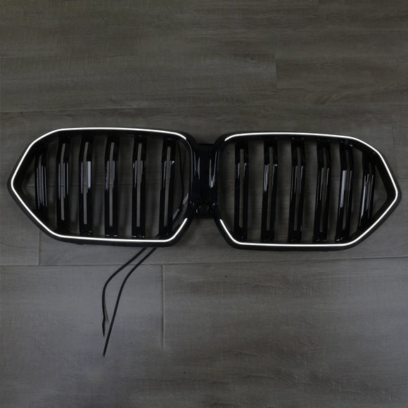 Grade preta brilhante do para-choque dianteiro para BMW X6 G06 M50i 2020-2022 com furo para câmera