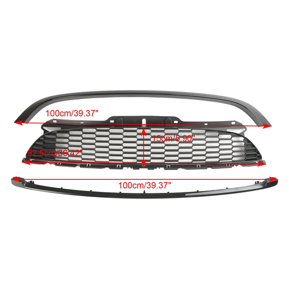 Mini R55 Cooper S uit 2008-2014 & JCW 5-deurs stationwagen 3-delige glanzend zwarte frontgrille