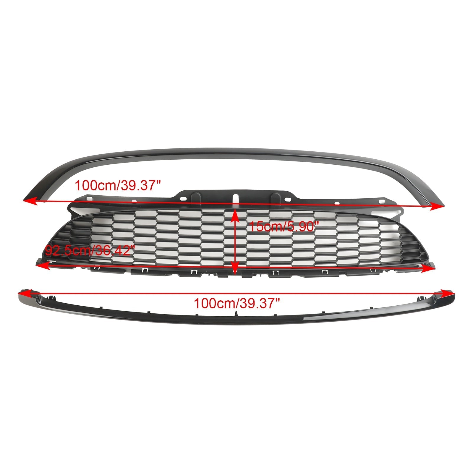 2007-2013 Mini R56 Cooper S & JCW 3-Door Hatchback 3PCS Gloss Black Front Grille Grill