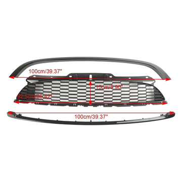 Mini Cooper S R58 2011-2015 & Grade dianteira preta brilhante de 3 peças para cupê JCW de 2 portas - 0