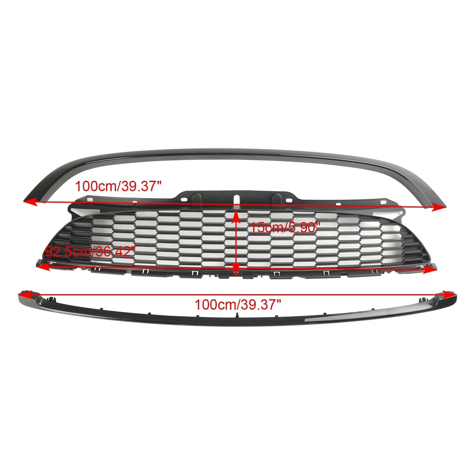 2009-2013 Mini R57 Cooper S & JCW 2-Door Convertible 3PCS Gloss Black Front Grille Grill - 0