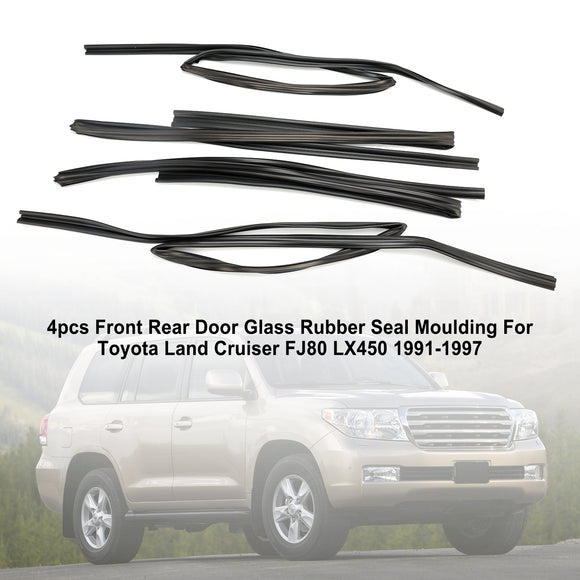 Moldura de sello de goma de vidrio para puerta de 4 Uds para Toyota Land Cruiser FJ80 LX450 91-1997