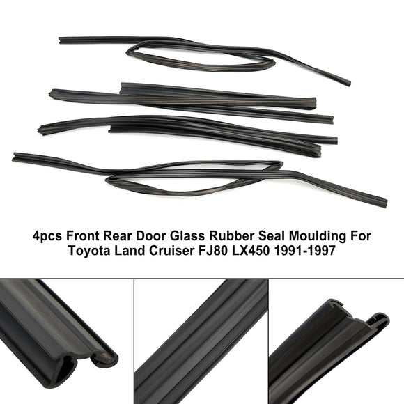 Moldura de sello de goma de vidrio para puerta de 4 Uds para Toyota Land Cruiser FJ80 LX450 91-1997