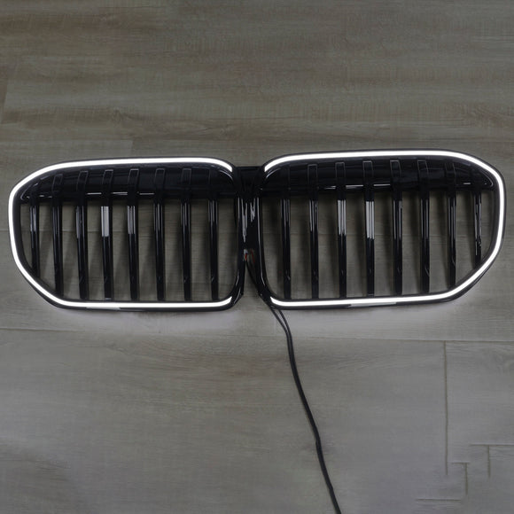 Grade dianteira preta brilhante de ripa única adequada para BMW Série 7 G11 G12 2019-2022