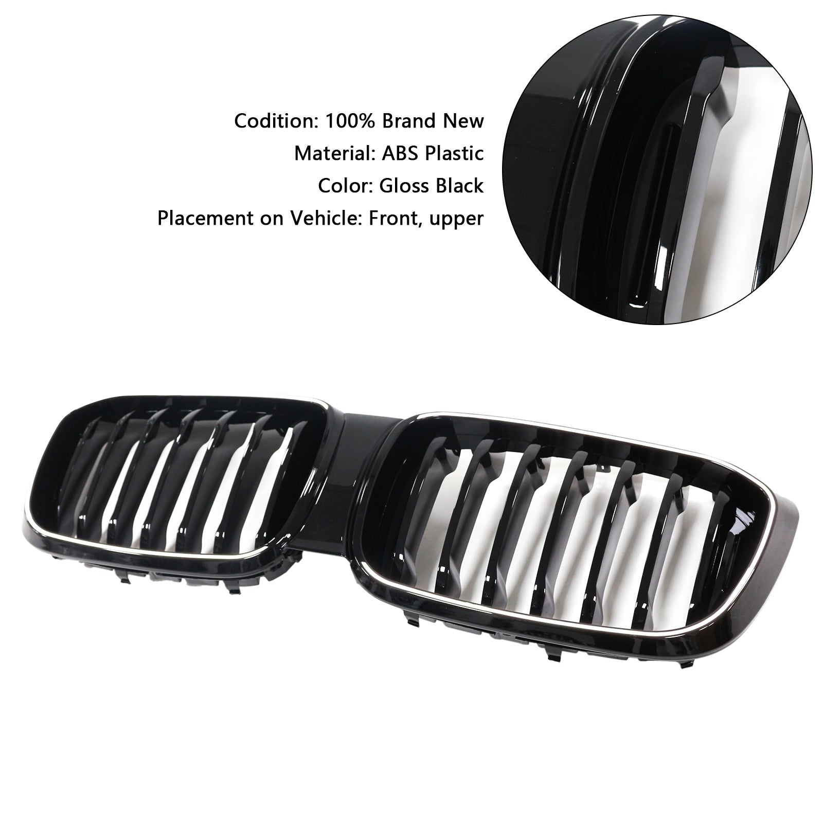 Grille de calandre avant en maille noire brillante pour BMW X4 G02 X3 G01 G08 2018-2021