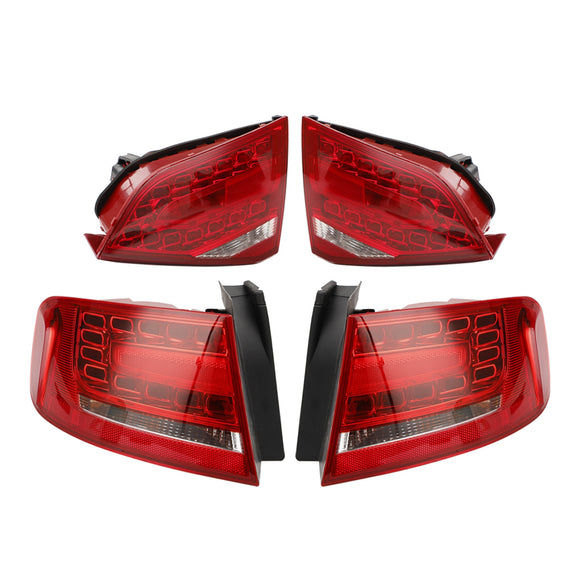 4pcs Outer+Inner Trunk LED Tail Light Lamp For Audi A4 2009-2012