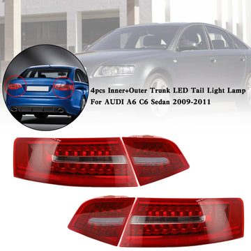 2009-2011 Audi A6 C6 berline 4 pièces intérieur + extérieur coffre feu arrière LED lampe 4FD945093B 4FD945094B - 0