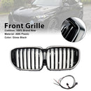 Black Front Bumper Grille Grill Fit BMW G05 LCI X5 2024+ Single Line W/LED-1