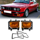 Front Bumper Yellow Fog Lights Plastic Lens Kit For 85-93 BMW E30 3-Series Sedan-2