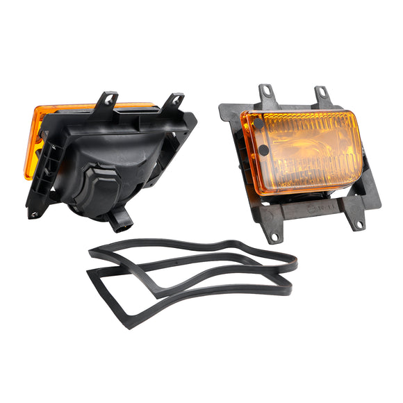 Front Bumper Yellow Fog Lights Plastic Lens Kit For 85-93 BMW E30 3-Series Sedan