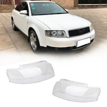 Pair Headlight Glass Headlamp Lens Cover L&R Fits For Audi A4 8E B6 2002-2004