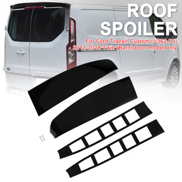 2012–2023 Ford Transit Custom V362 F3 Glanzschwarzer hinterer Doppelscheunentür-Dachspoiler - 0