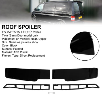Black Premium Barn Door Spoiler Fit VW Transporter T5 T5.1 T6 T6.1 - 0