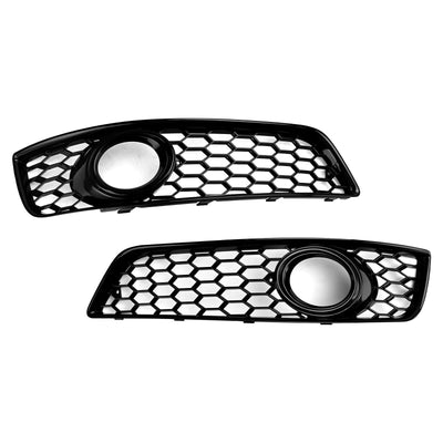 2009-2013 Audi A3 8P Honeycomb Lowe Grill Front Bumper Fog Light Grille Black Cover 8P0807682D 8P0807681D