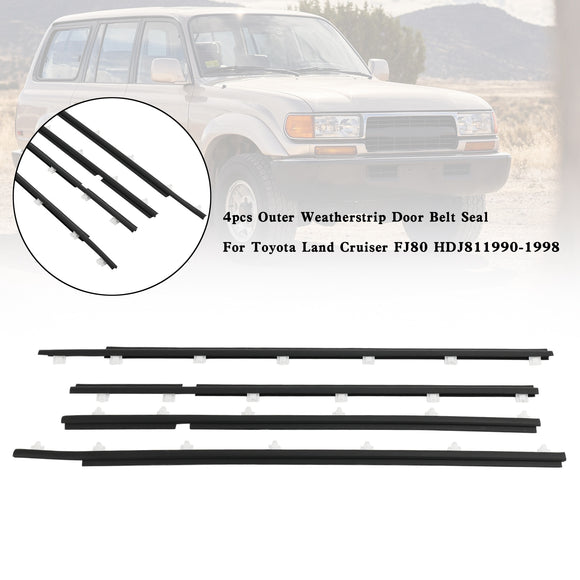 4pcs Outer Weatherstrip Door Belt Seal 68210-60010 68160-60010 For Toyota Land Cruiser FJ80 FZJ80 HZJ80 1990-1998