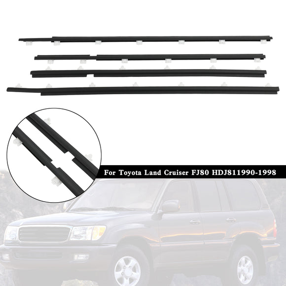 4pcs Outer Weatherstrip Door Belt Seal 68210-60010 68160-60010 For Toyota Land Cruiser FJ80 FZJ80 HZJ80 1990-1998