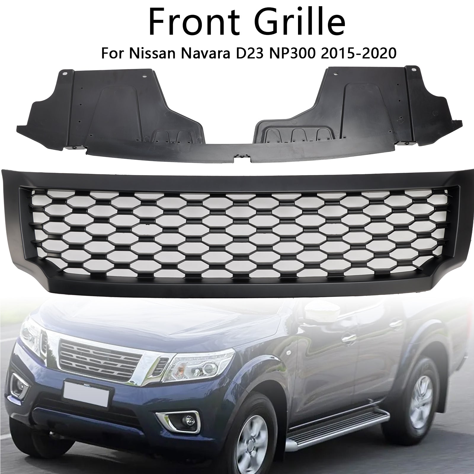 Grille de pare-chocs avant Nissan Navara NP300 D23 2015-2020 Grille noire mate