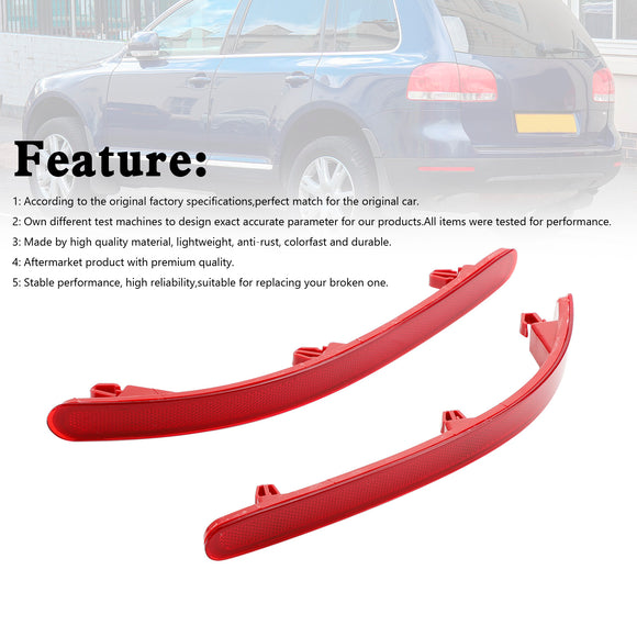 L+R Paar Heckstoßstangenreflektor mit roter Linse, kein Licht, für VW Touareg 7L 2002–2010