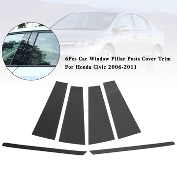 Honda Civic 2006-2011 6Pcs Car Window Pillar Posts Cover Trim - 0