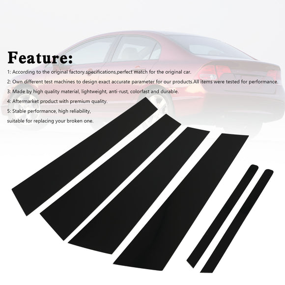 Honda Civic 2006–2011 6-teiliges Autofenster-Säulenpfosten-Abdeckungs-Trim