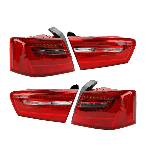 Bil 4st Inre yttre LED-bakljusbromsljus för AUDI A6 2012-2015