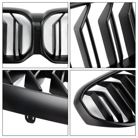 2021-2024 BMW G30 G31 LCI Parrilla negra mate Parachoques delantero de listones dobles Parrilla tipo riñón