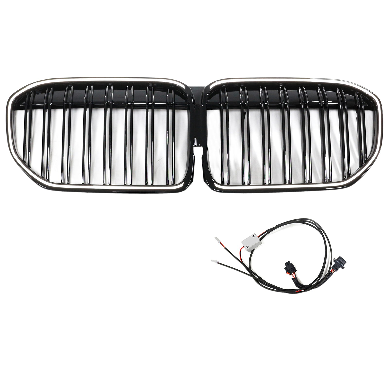 Parrilla delantera de doble lama en negro brillante compatible con BMW Serie 7 G11 G12 2019-2022