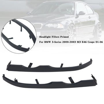 BMW 3-Series E46 Coupe Cabridet 1999-2002 / BMW M3 2001-2006 Headlight Fillers Primed 51138208680 51138208679 - 0