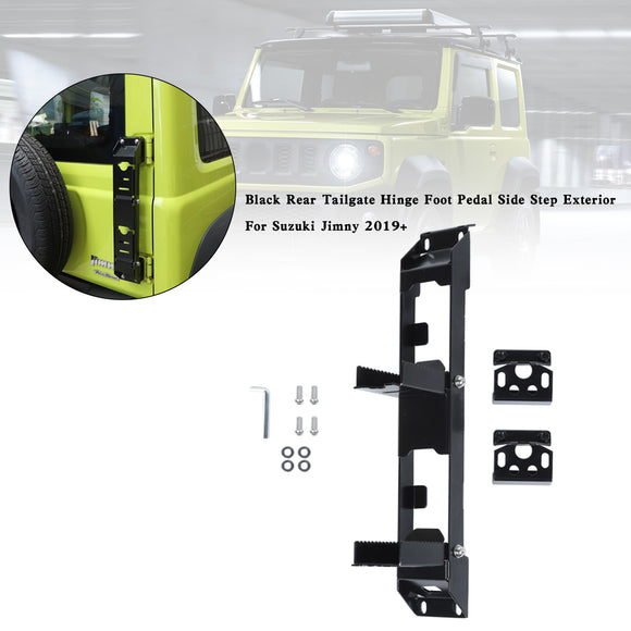 Black Rear Tailgate Hinge Foot Pedal Side Step Exterior For Suzuki Jimny 2019-2026