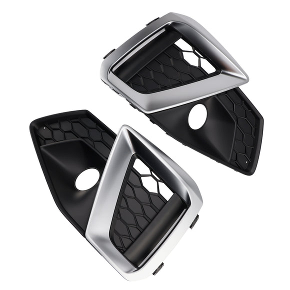 Audi A4 B9.5 S-Line/S4 2020-2024 Zilveren afwerking Honingraat Mistlamp Grille Voorbumper Onder Mist Grille Cover 5056617301387 8W0807681BEN