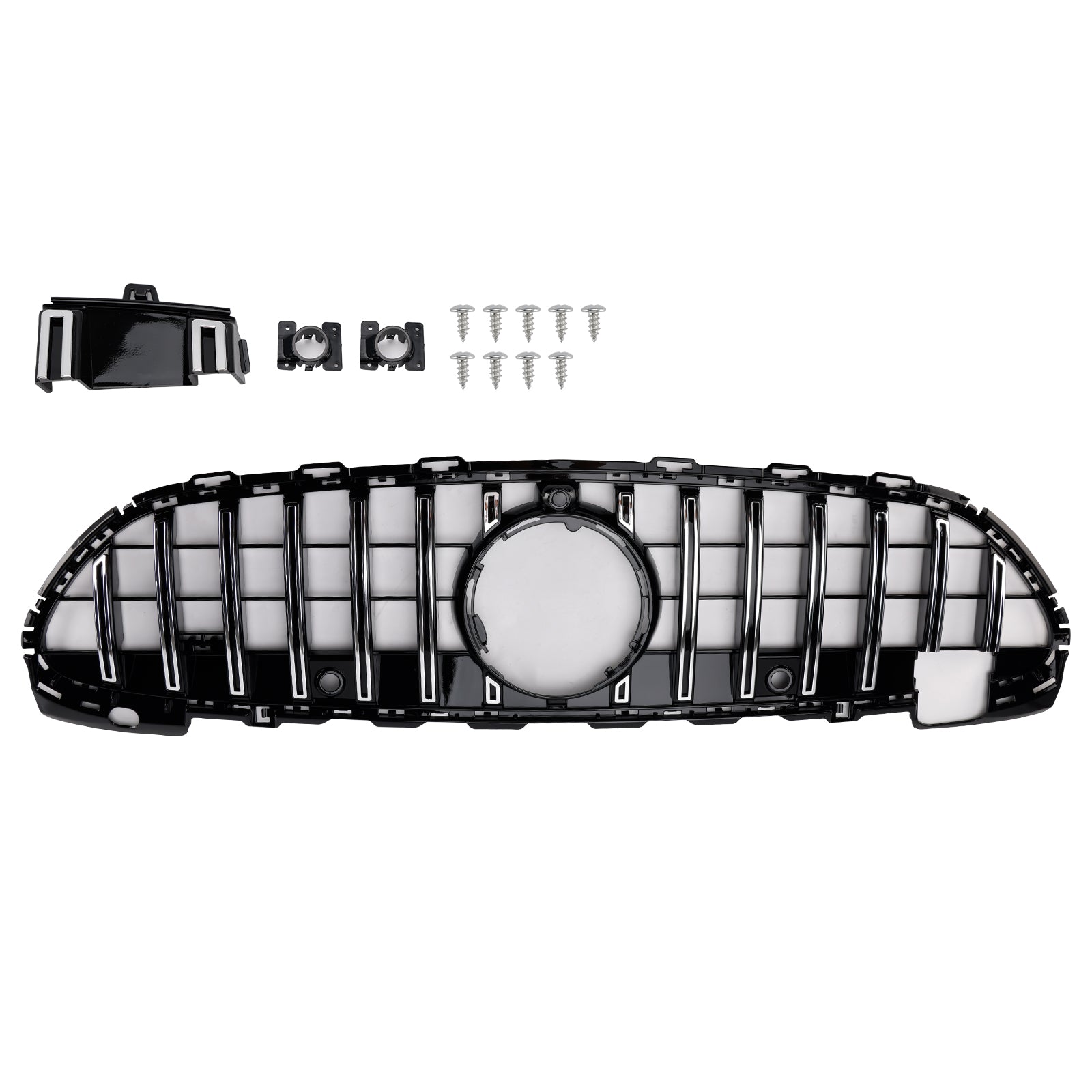 Parrilla de parachoques delantera estilo GT-R cromada compatible con Mercedes Benz W206 Clase C Amg Line 2022-2023