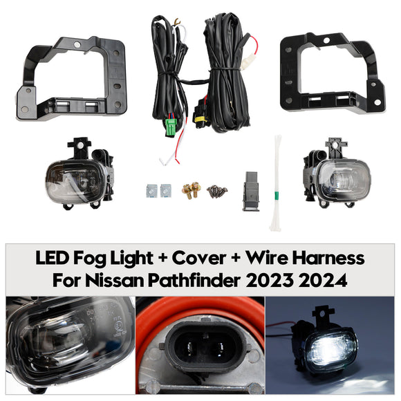 Luz antiniebla LED del parachoques delantero + cubierta + arnés de cables para Nissan Pathfinder 2023 2024